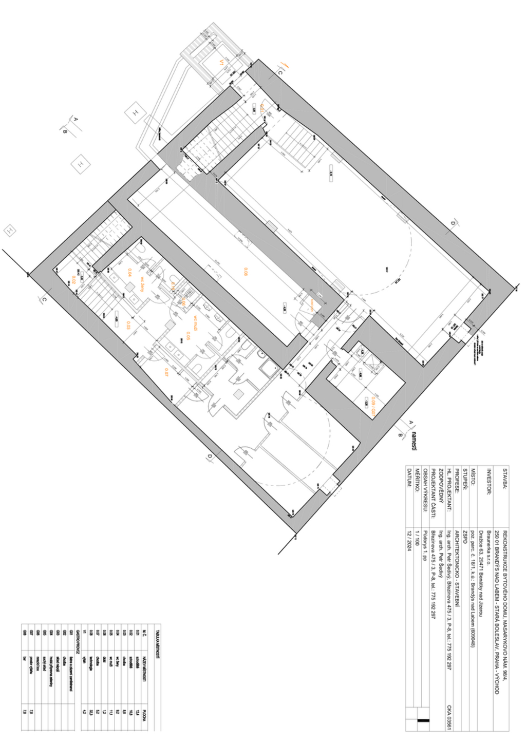 Suterén (1.PP) - technické zázemí + klientské toalety