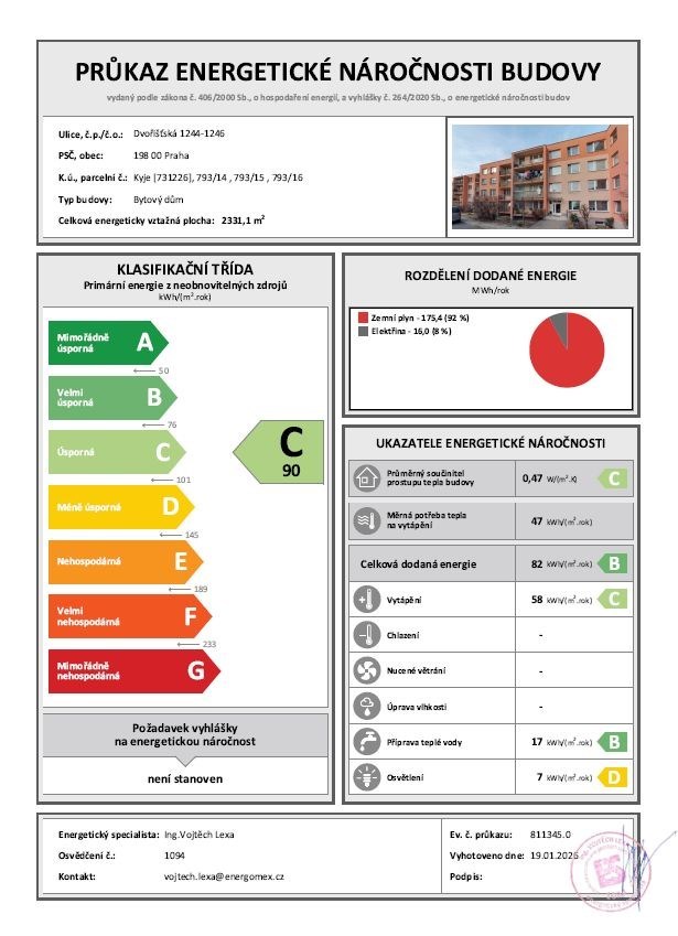 Dům má energetický štítek C - úsporná budova.