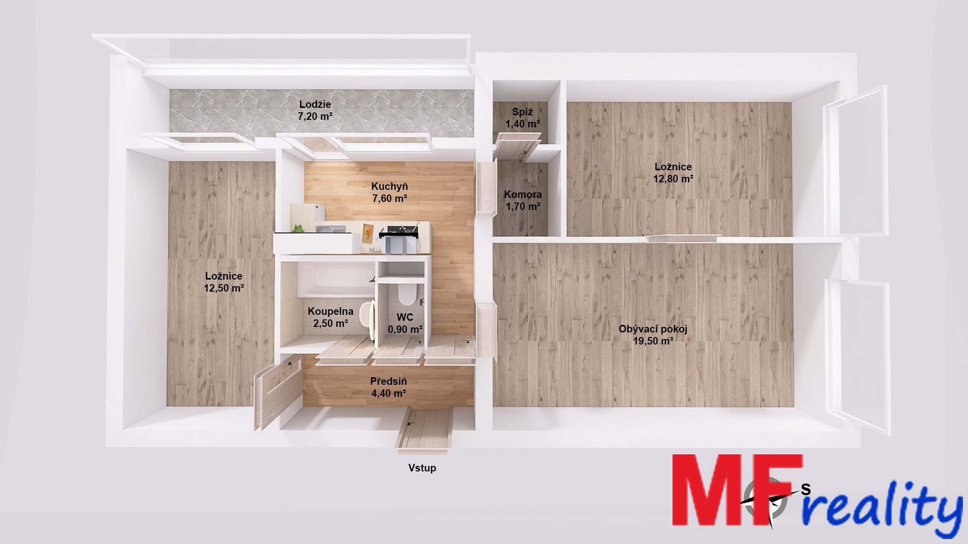 3D- pudorys bez nabytku - koty