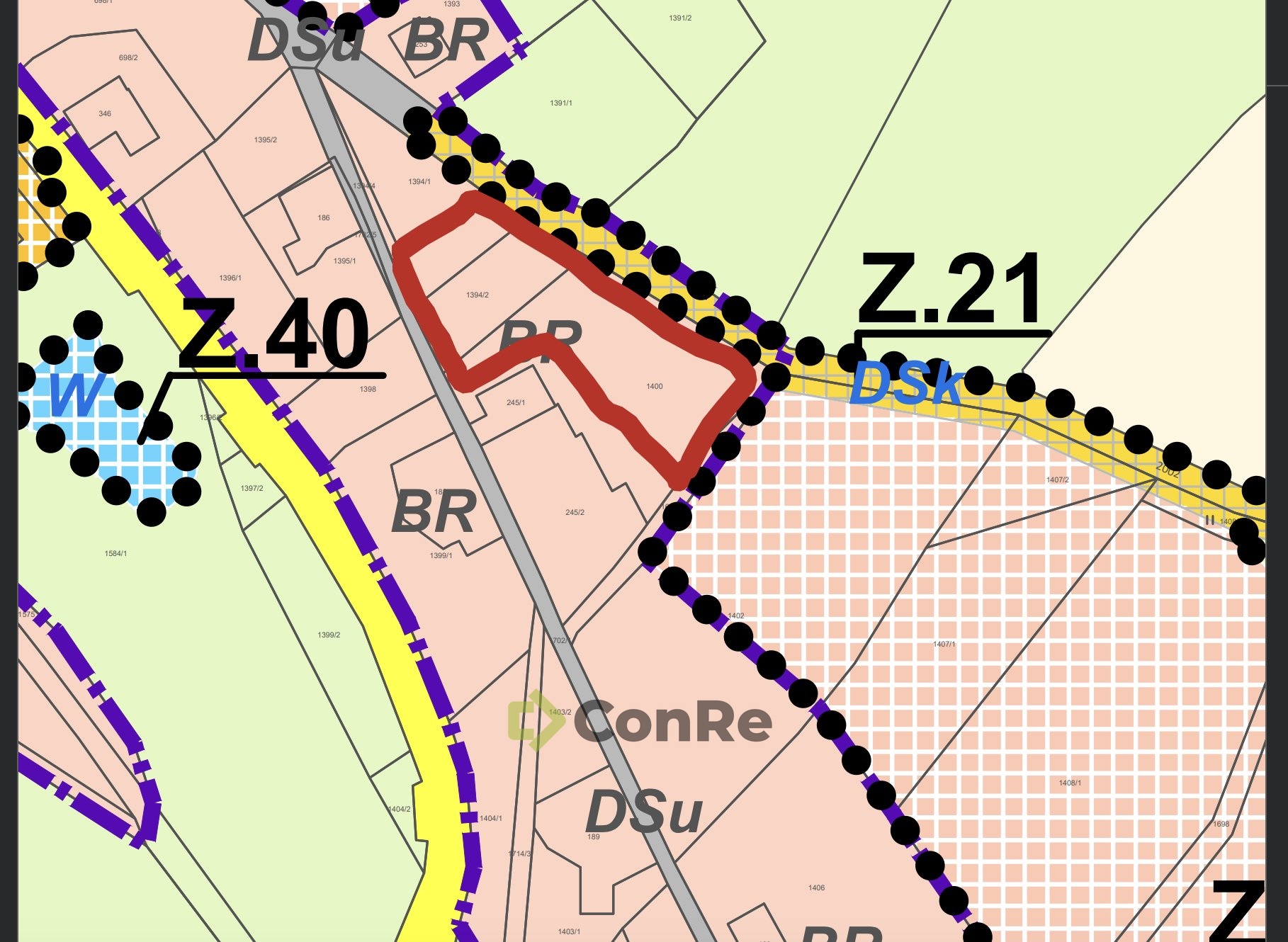 UP Pulec?ny? 3 za?kres pozemku