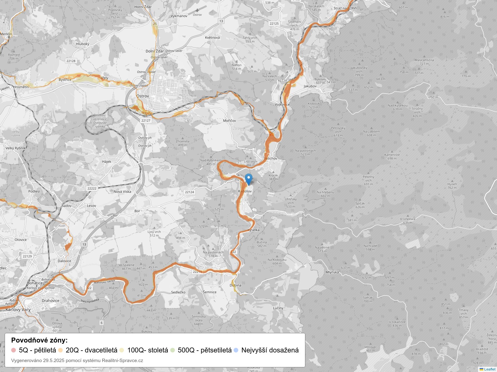 Mapa povodňových oblastí: obec
