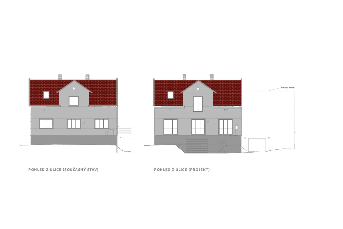 Srovnání pohledů z ulice - vpravo projekt