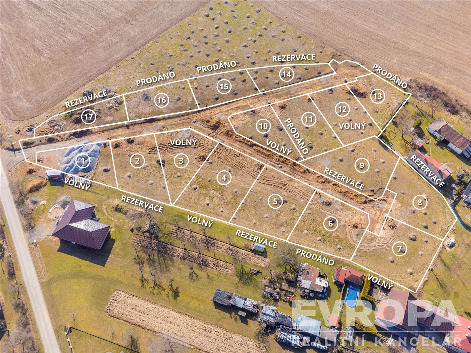 Prodej stavební parcely 758 m² – pohled 3