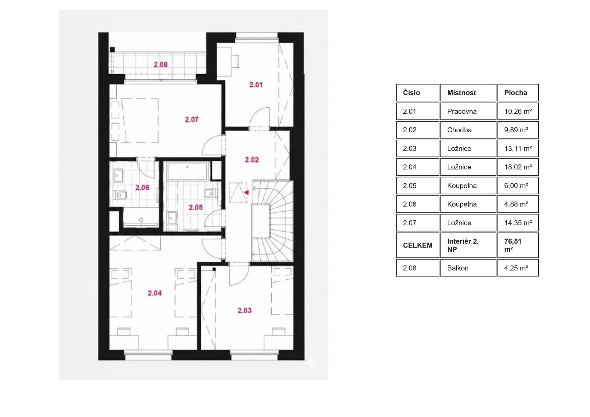 2.NP - možný půdorys domu  bez garáže