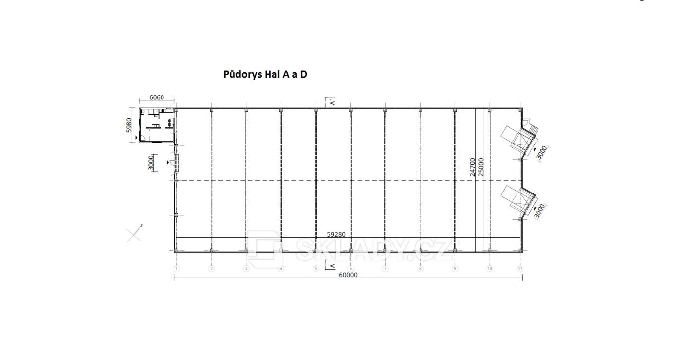 Půdorys hala 1500m2