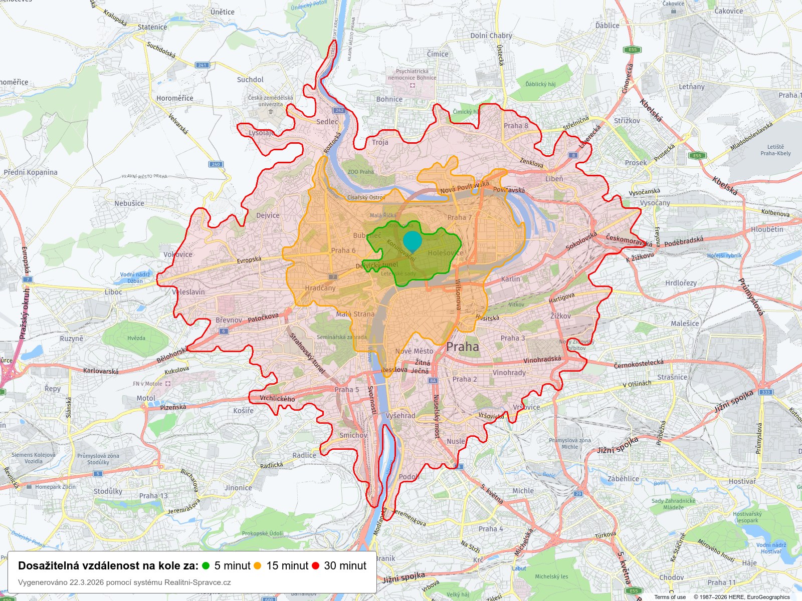 Dosažitelná vzdálenost: kolo
