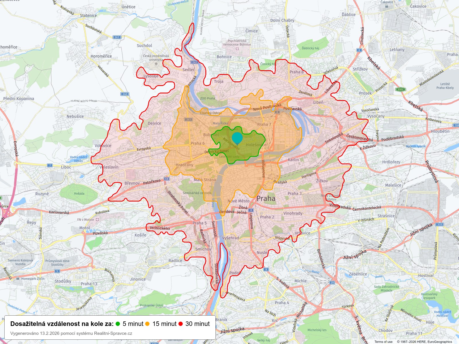 Dosažitelná vzdálenost: kolo