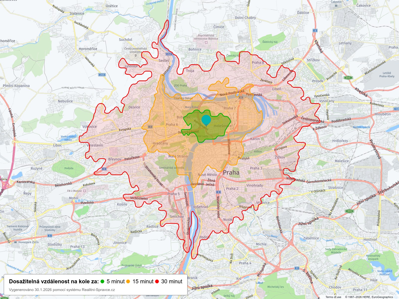 Dosažitelná vzdálenost: kolo
