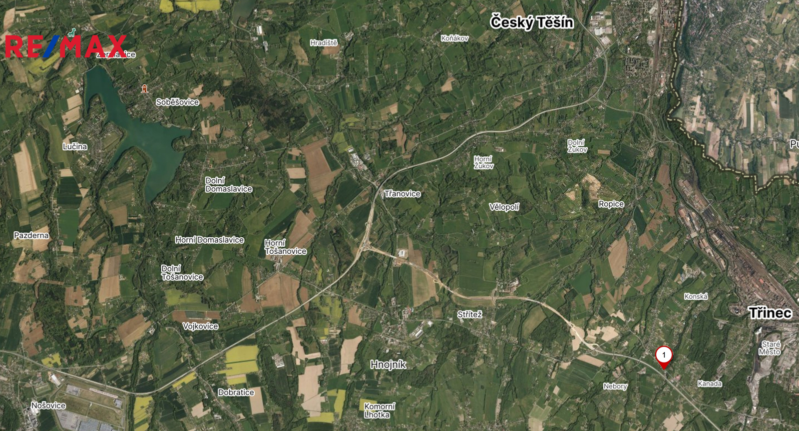 mapa regionu trinec ropice