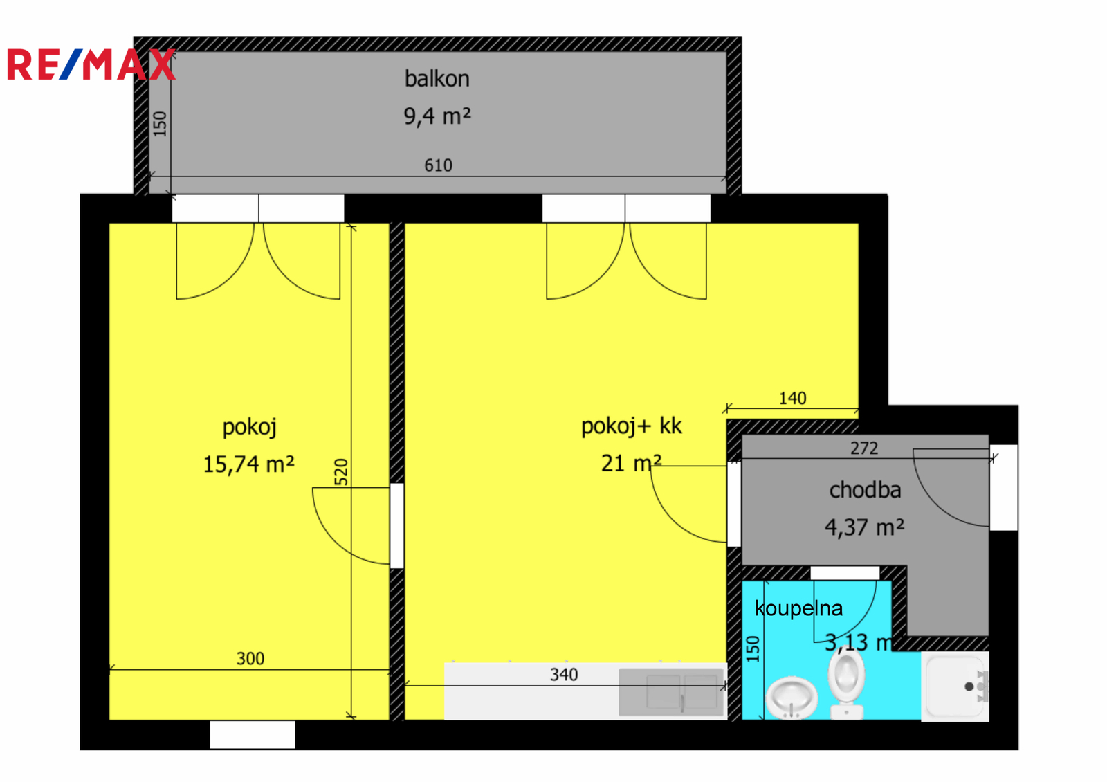 Pronájem bytu 2+kk 44 m², Kolín