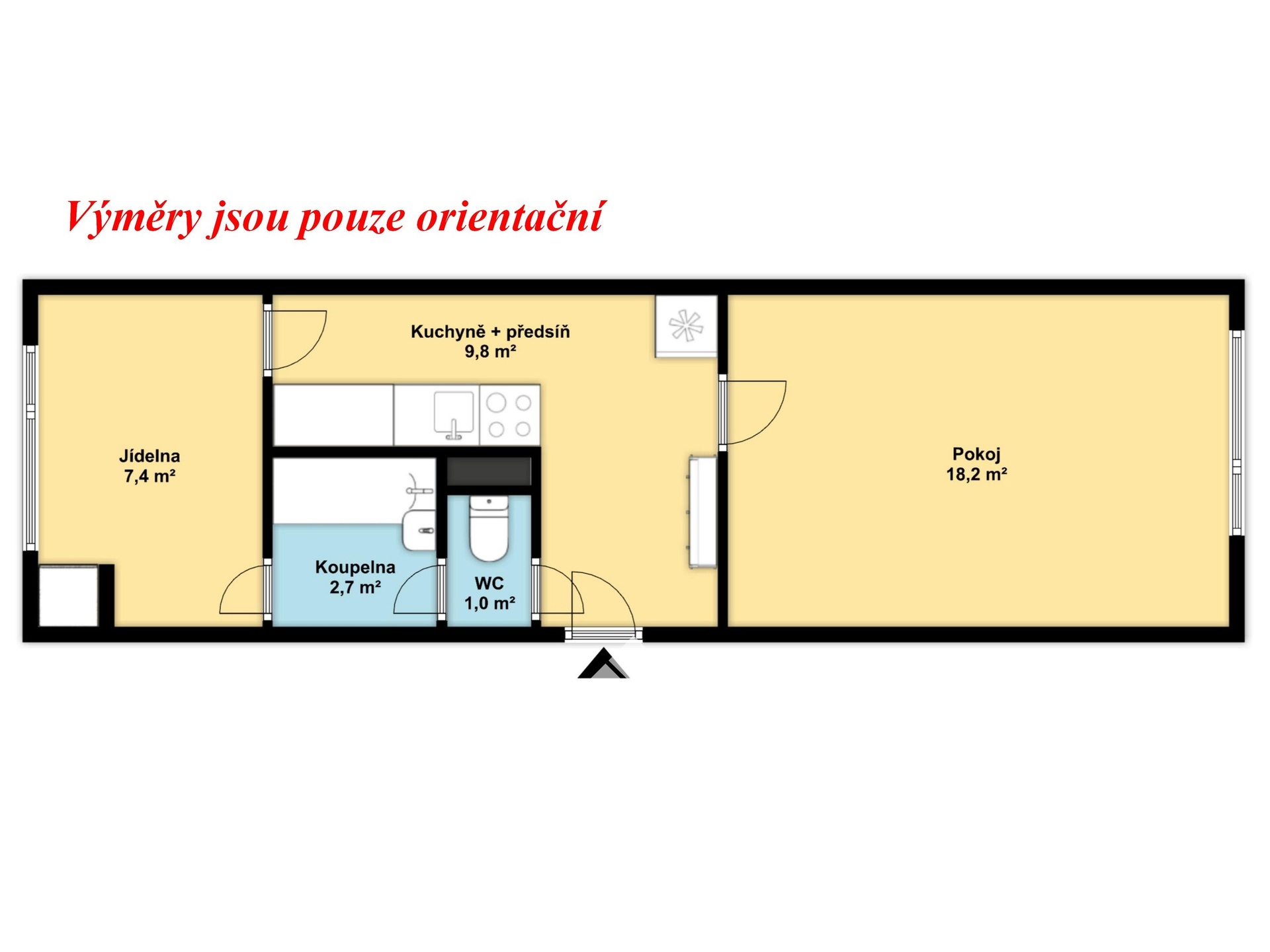 Půdorys - Byt 1+1 Adamov, P. Jilemnického 2Da