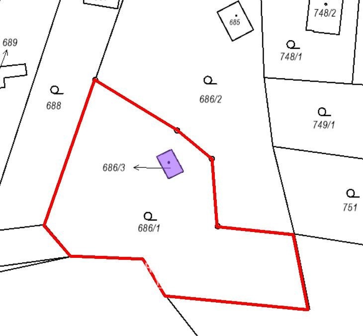 Vyznačení parcely 686-1- zahrada 1
