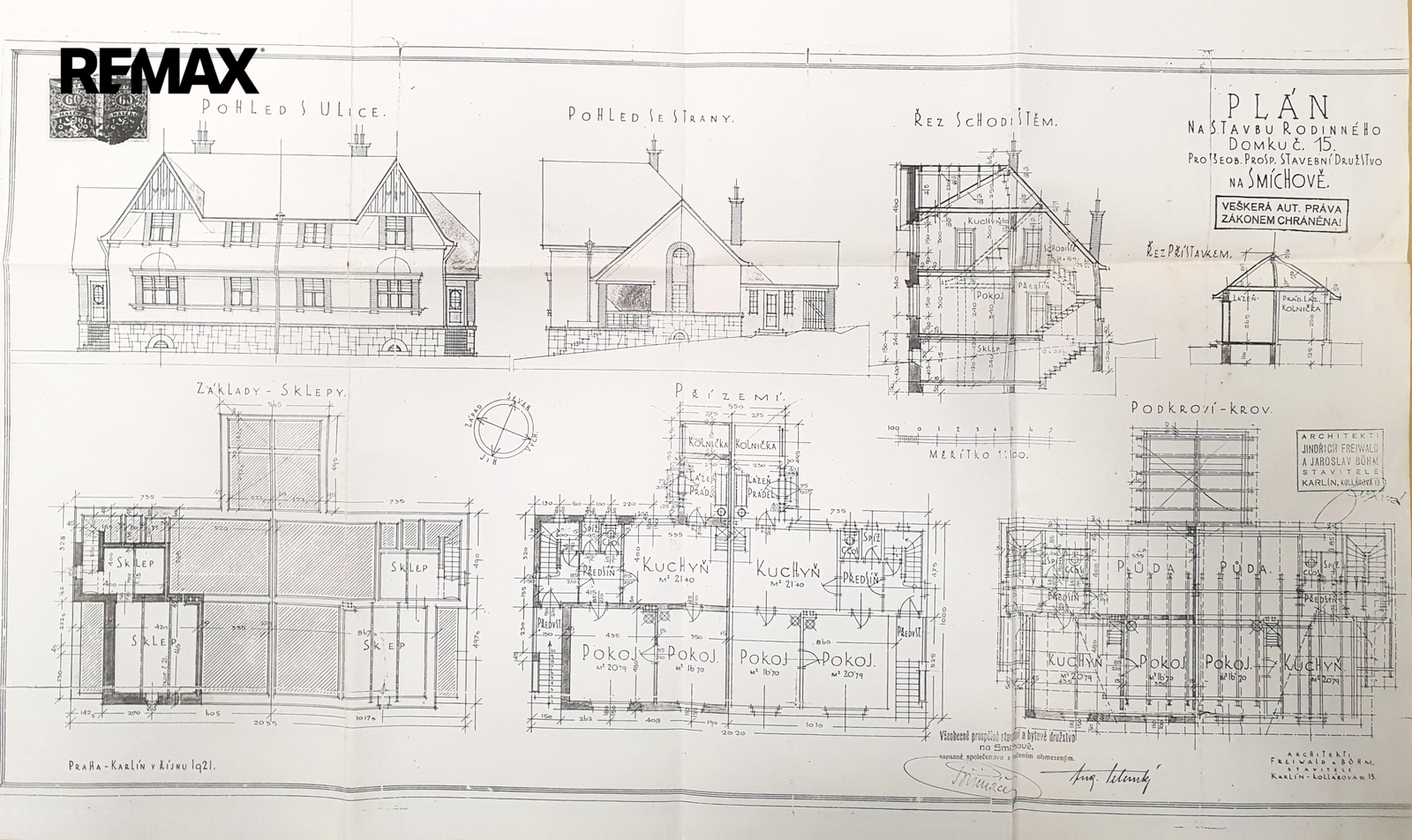 Plán na stavbu rodinného domku, Freiwald a Böhm 1921