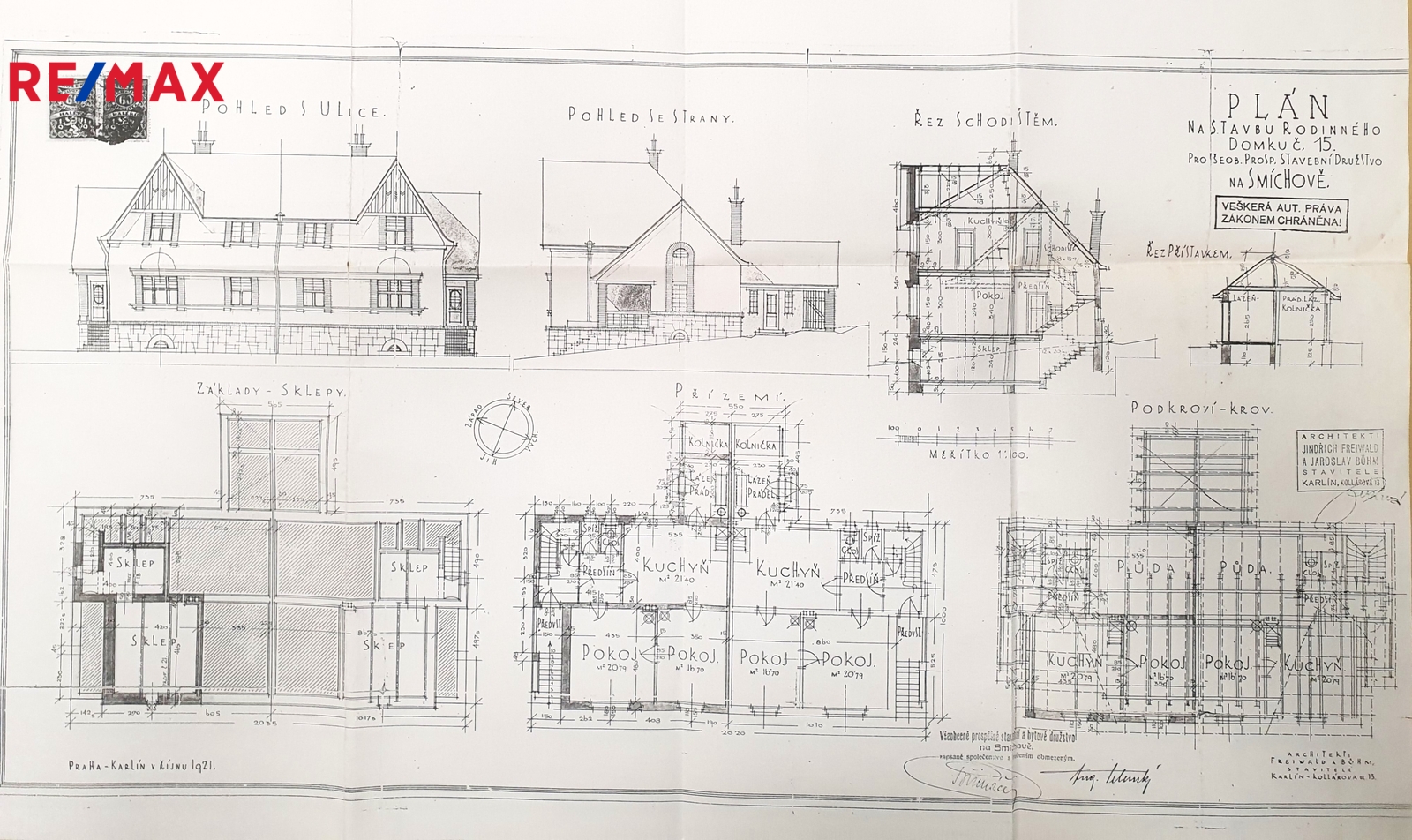 Plán na stavbu rodinného domku, Freiwald a Böhm 1921