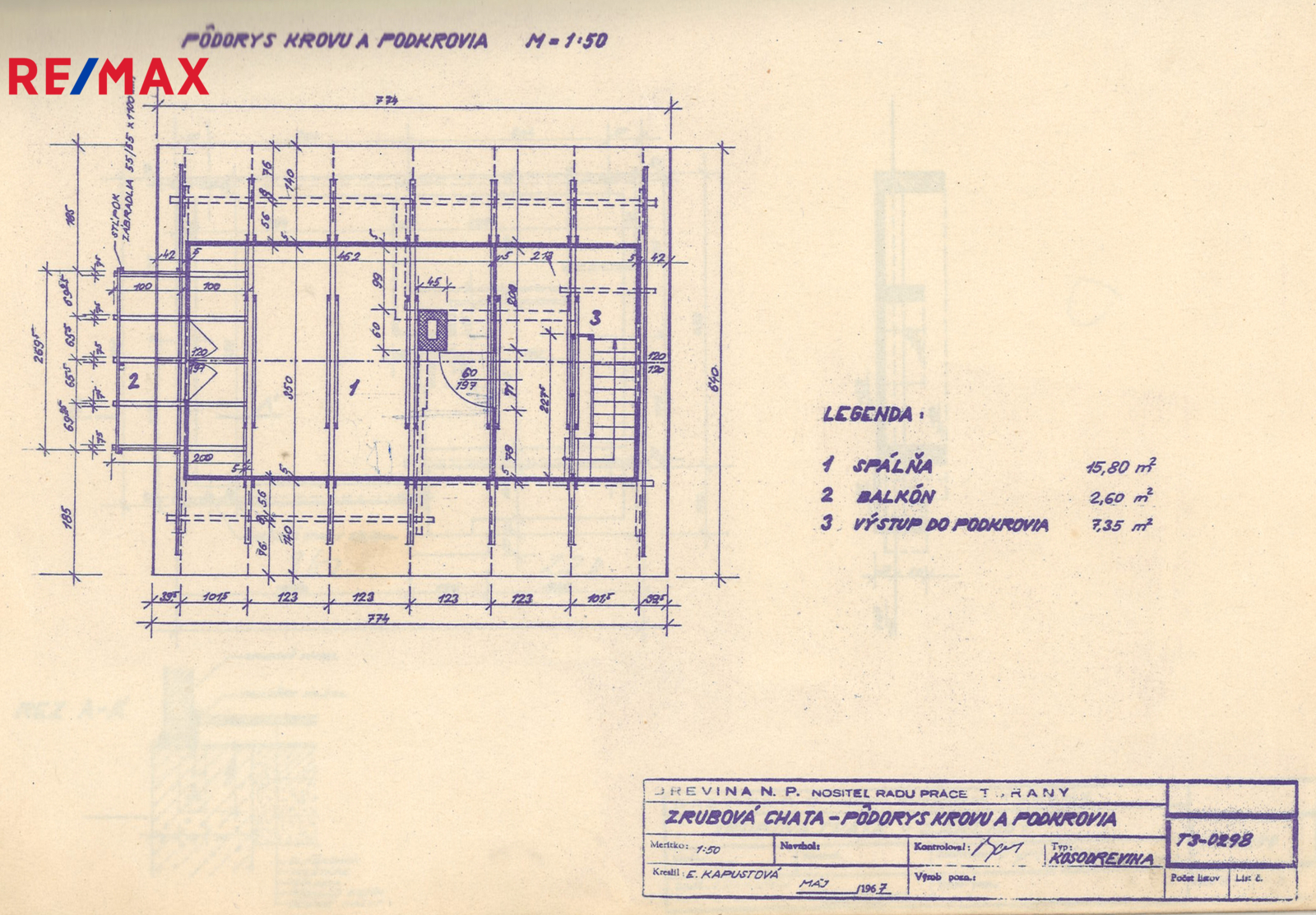 8. 2D půdorys patra chaty
