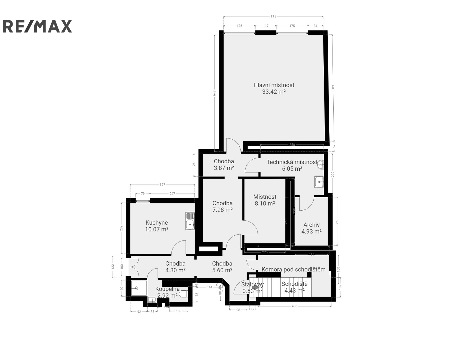 25. 2D půdorys s výměrami 2. NP domu