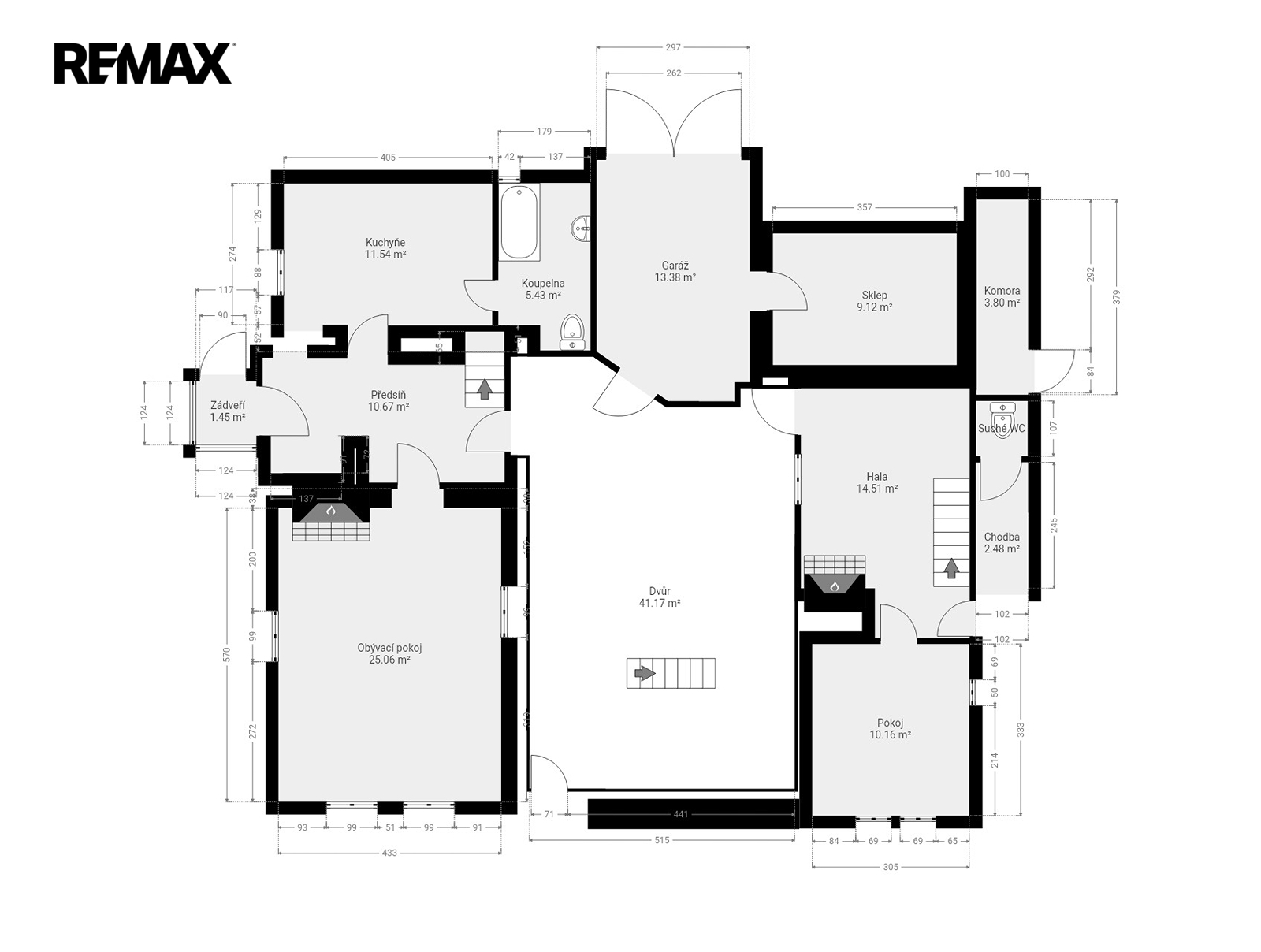 3b. 2D půdorys přízemí domu