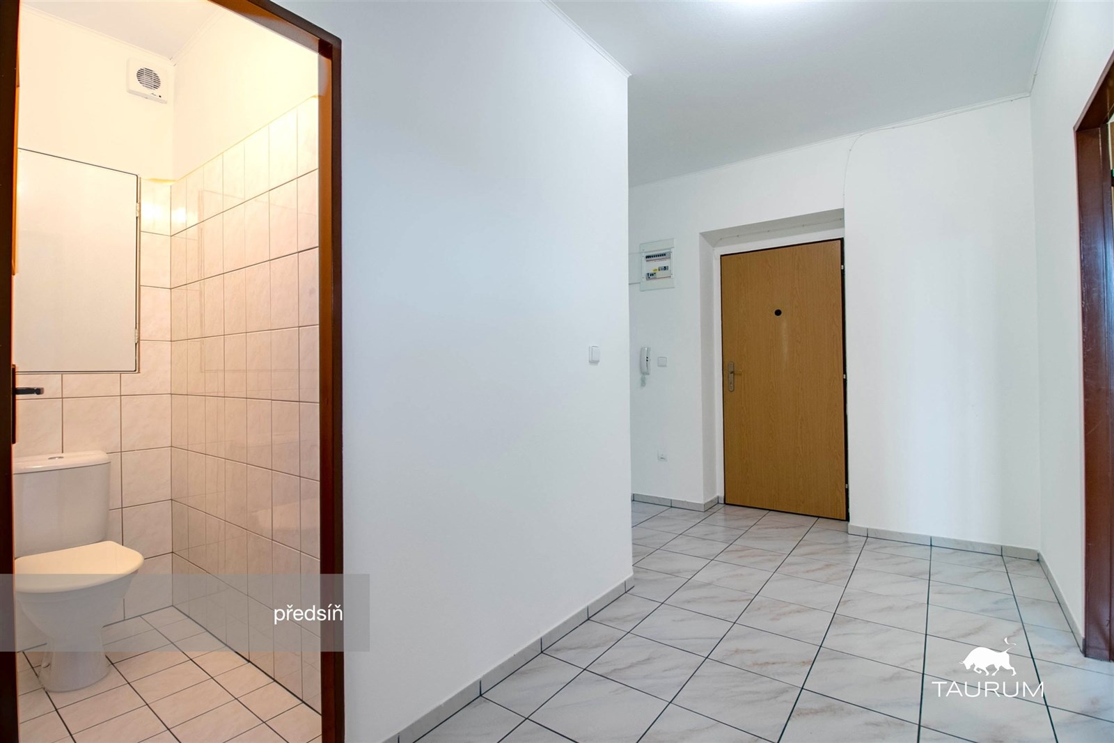 Předsíň s dlažbou v moderním stylu, nabízí vestavě