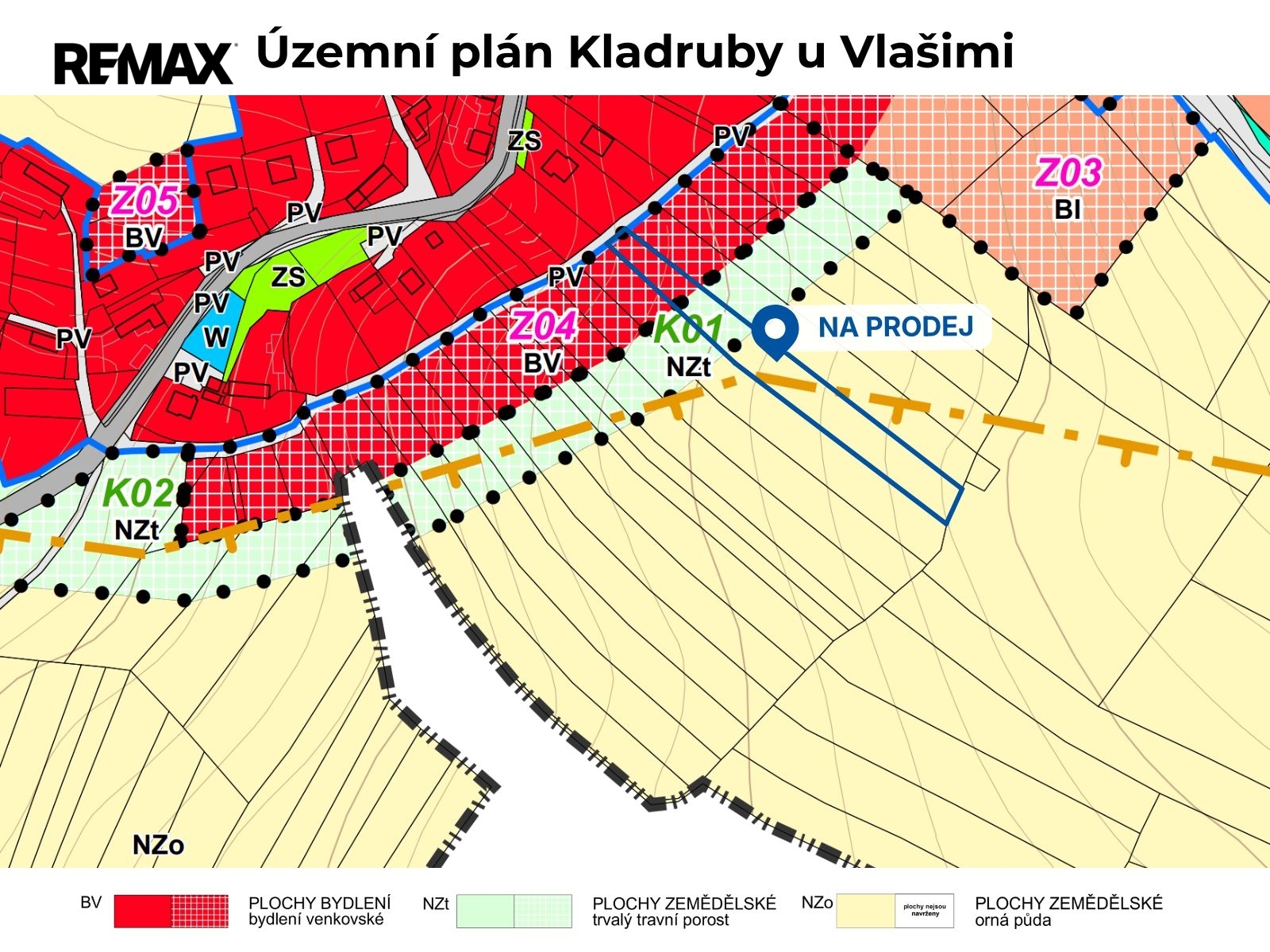 Pozemek v územním plánu