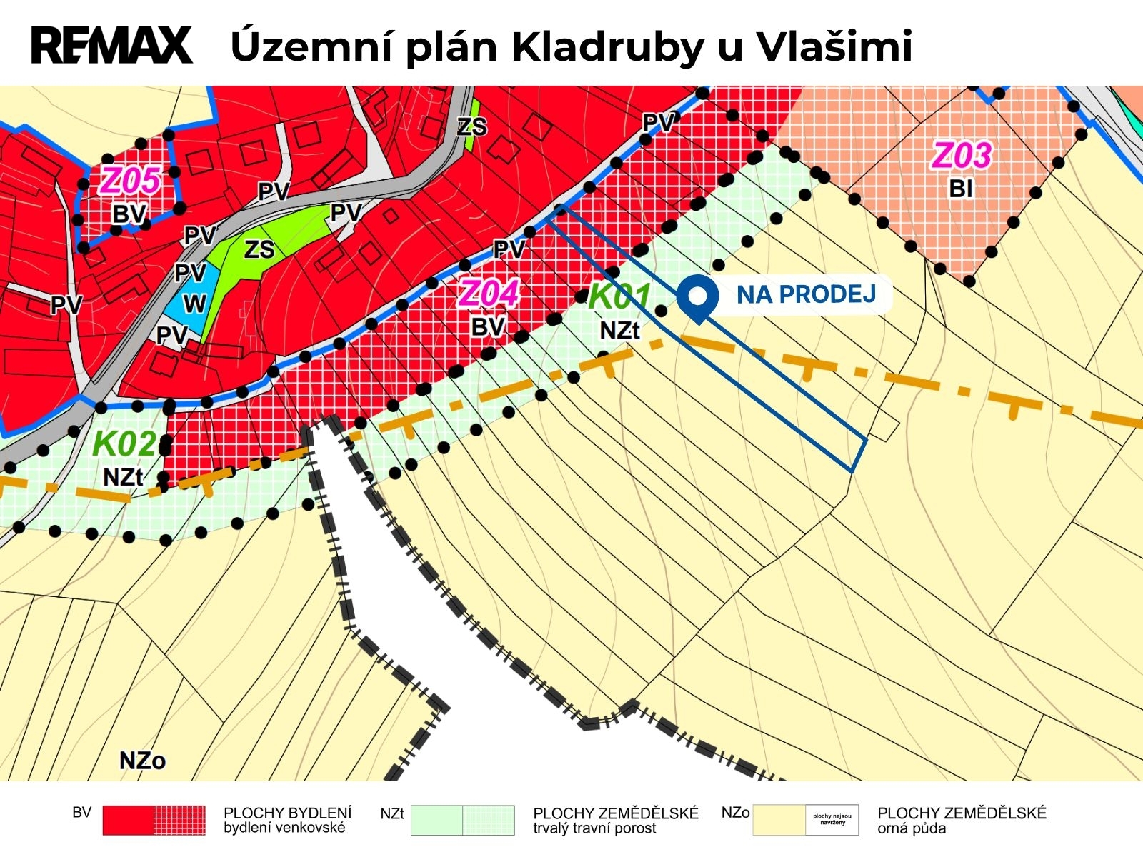 Pozemek v územním plánu