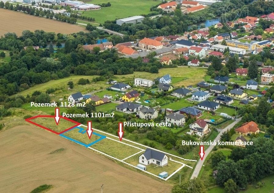 Pohled směrem ke krajnímu pozemku