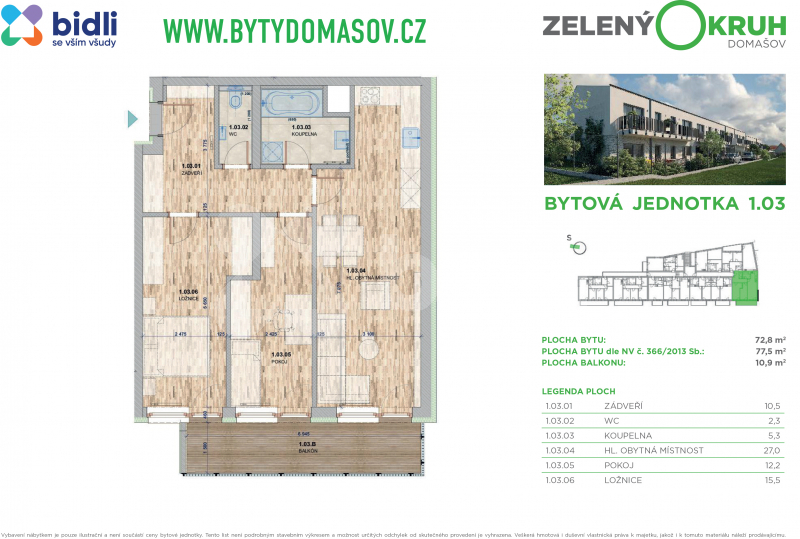 Prodej bytu 3+kk, 78 m² Domašov (okres Brno-venkov), Brněnská, obrázek 3