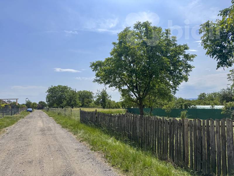 Boční cesta a pohled na pozemek od cesty