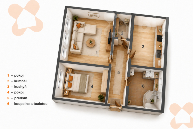 Prodej bytu 2+1, 51 m², OV, Žatec, ul. Dlouhá