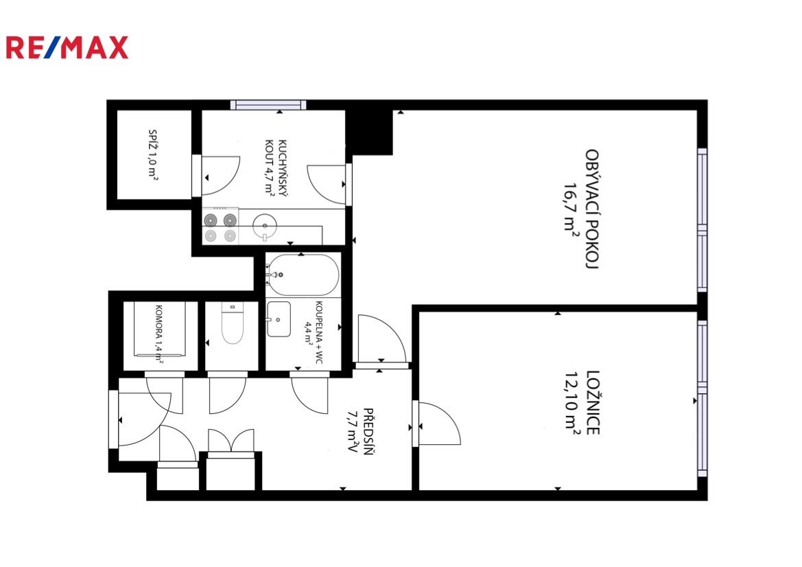 Půdorysný plánek bytu 2+kk