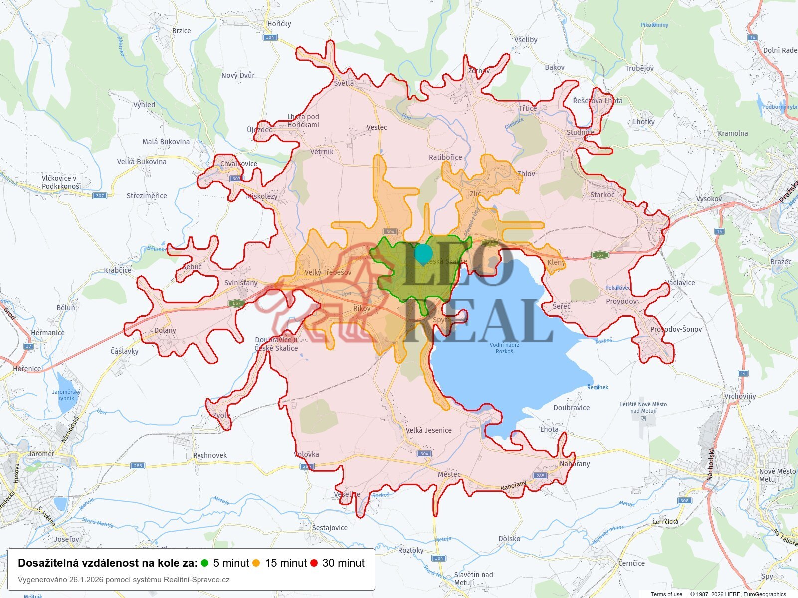 Dosažitelná vzdálenost: kolo