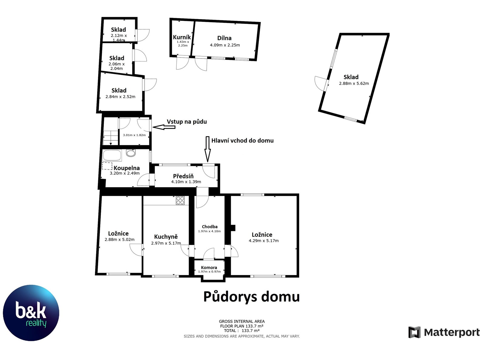 Schematický půdorys domu
