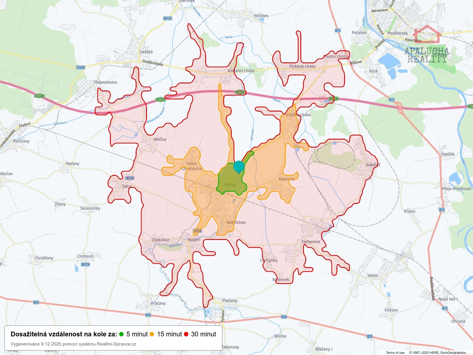 Dosažitelná vzdálenost: kolo