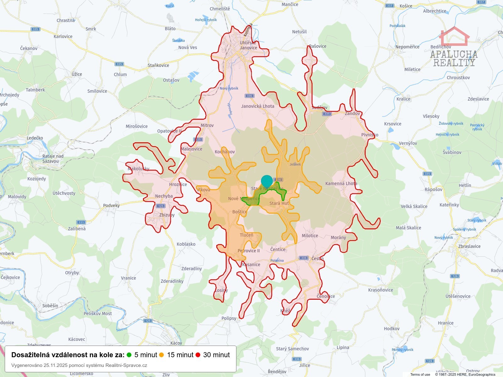 Dosažitelná vzdálenost: kolo