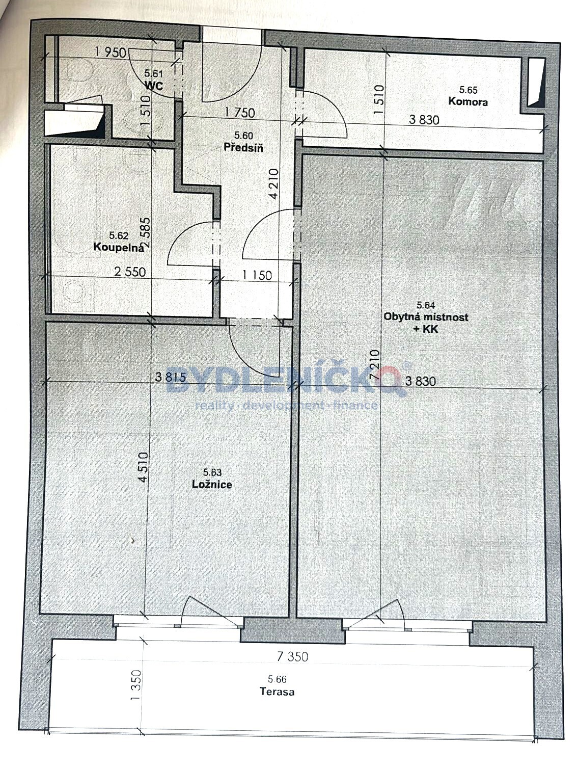 Pronájem bytu 2+kk, 69,4 m2, s terasou 9 m2, ulice Branišovská, České Budějovice