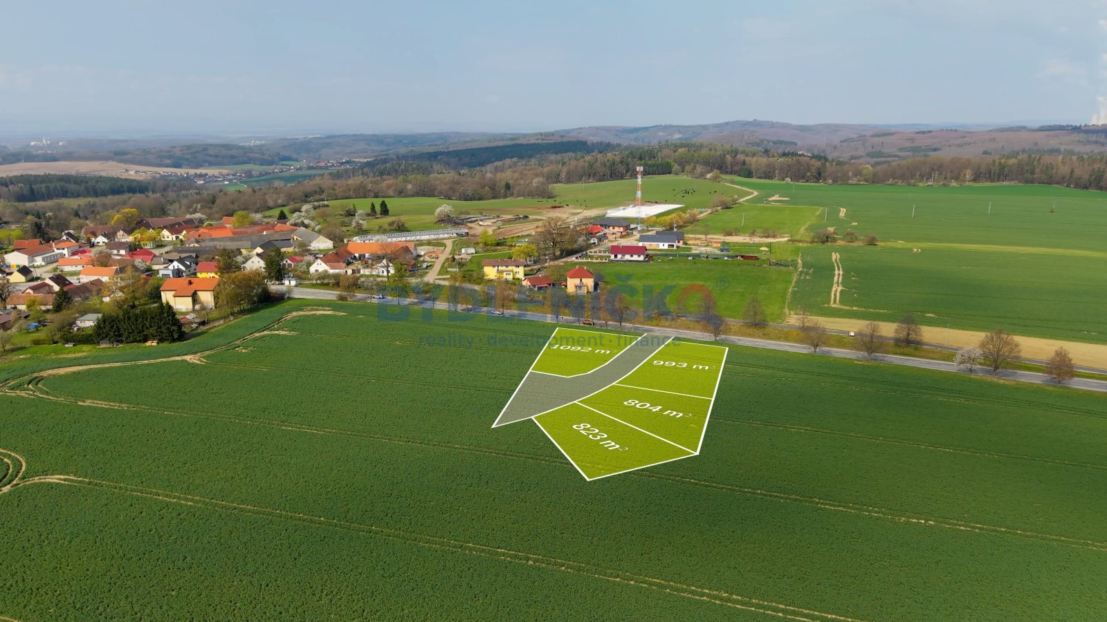 Prodej stavebních pozemků v obci Chotýčany, okres České Budějovice.