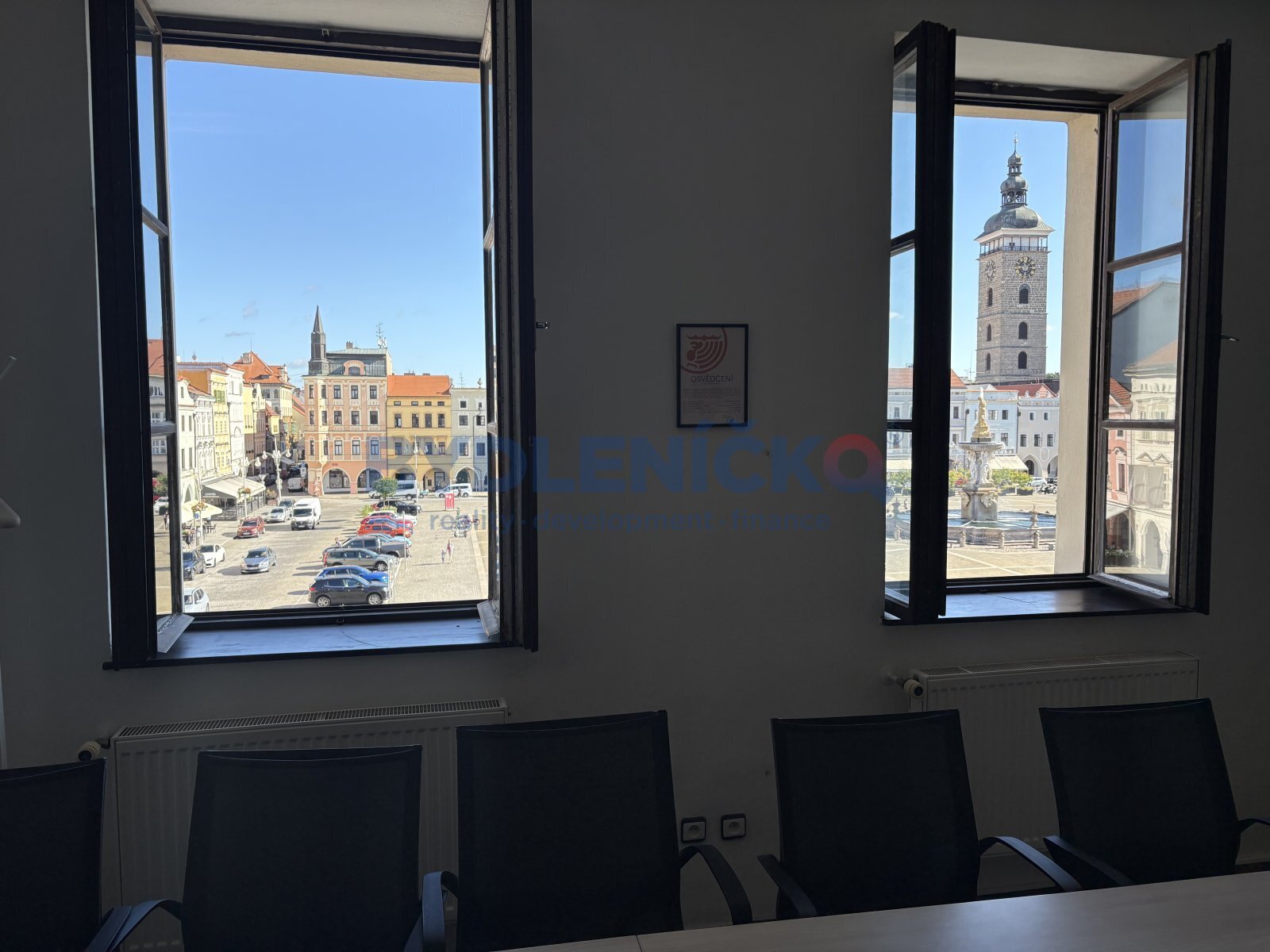 Pronájem komerčního prostor s krásným výhledem, 38,6 m2, nám. Přemysla Otakara II., České Budějovice