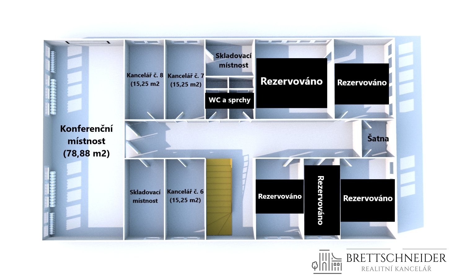 Rezervované kanceláře č. 1, 2, 3, 4, 5