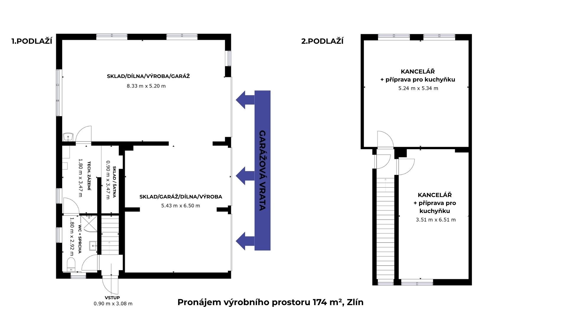 Prona?jem vy?robni?ho prostoru 174 m², Zli?n
