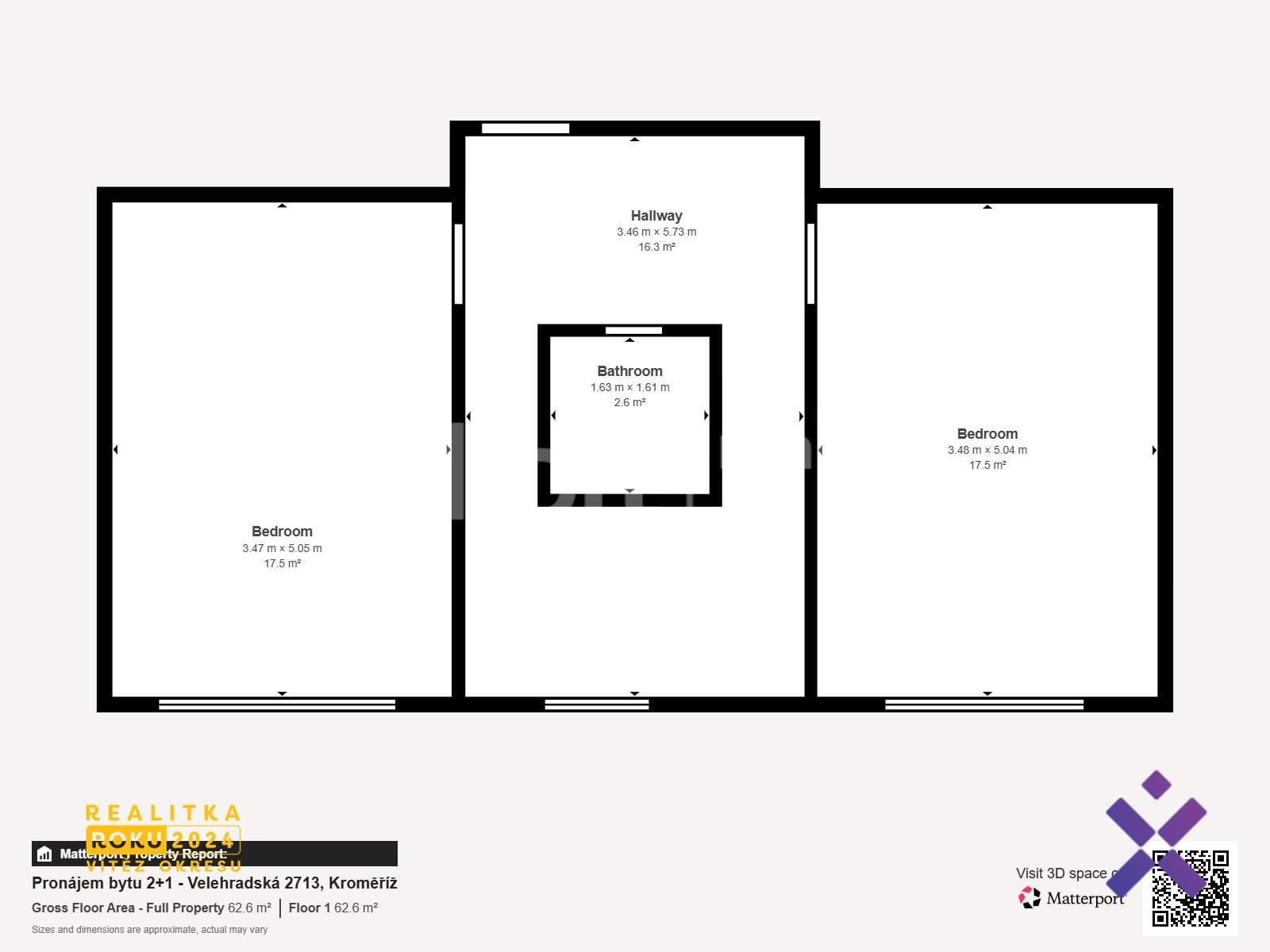 Pron jem bytu 2 1 - Velehradsk 2713 Krom - Floor 1