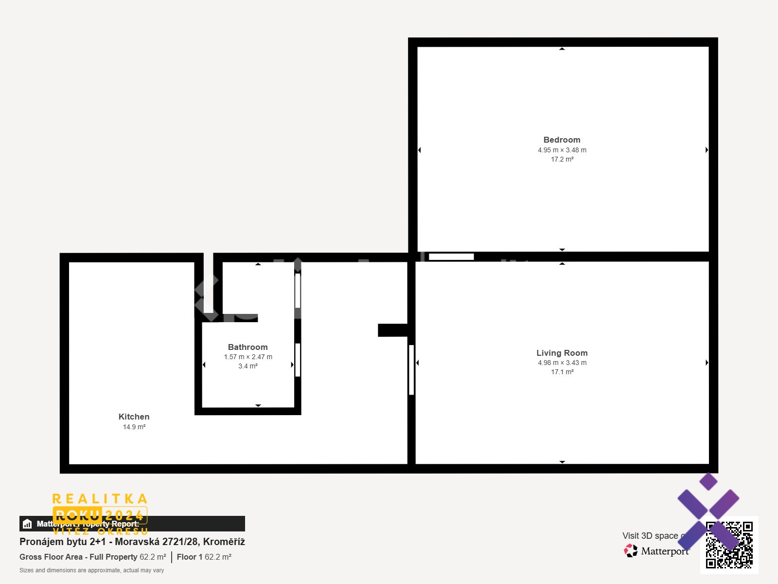 Pron jem bytu 2 1 - Moravsk 2721 28 Krom - Floor 1