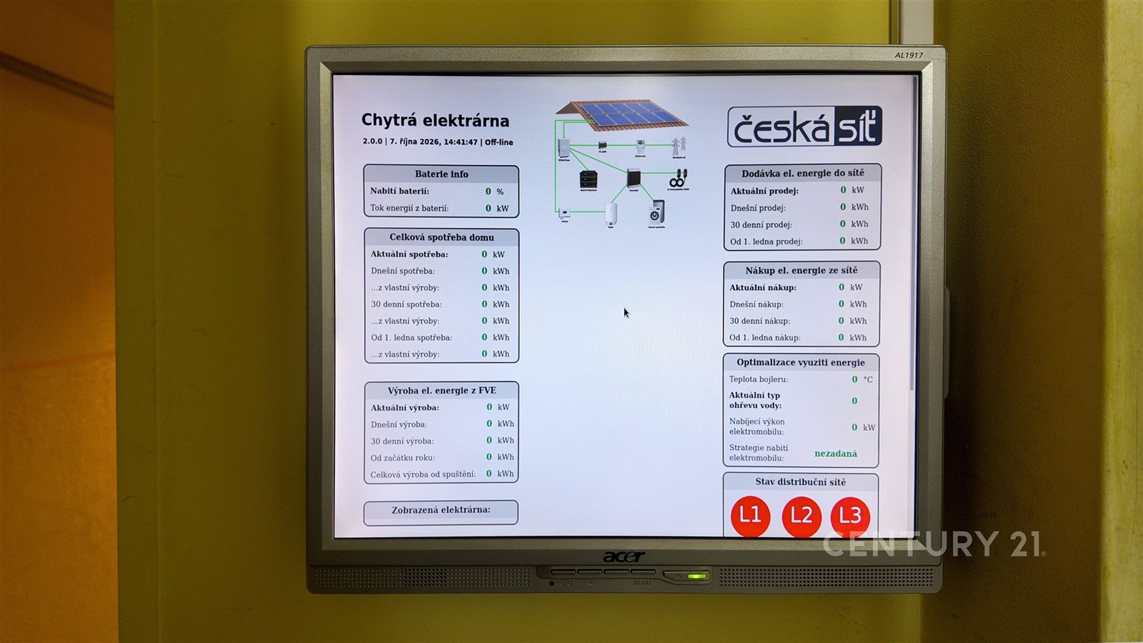 informační panel FVE ve společných prostorách domu