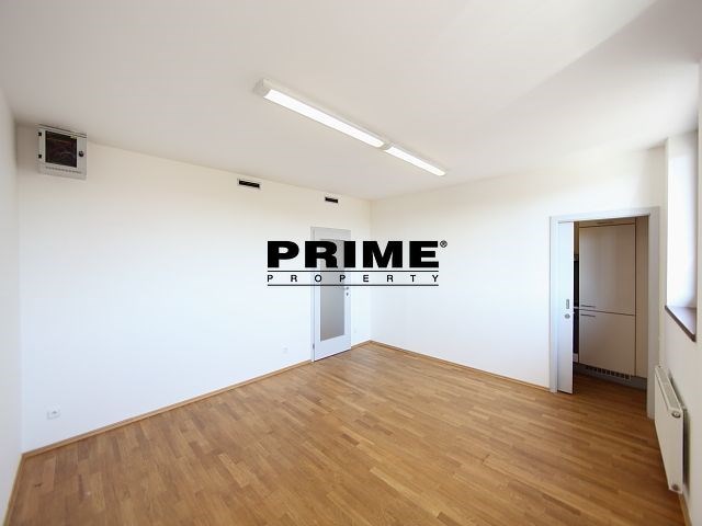 Světlý obývací pokoj s dřevěnou parketovou podlahou, velká okna a čisté bílé stěny, které dodávají moderní a vzdušný pocit prostoru.