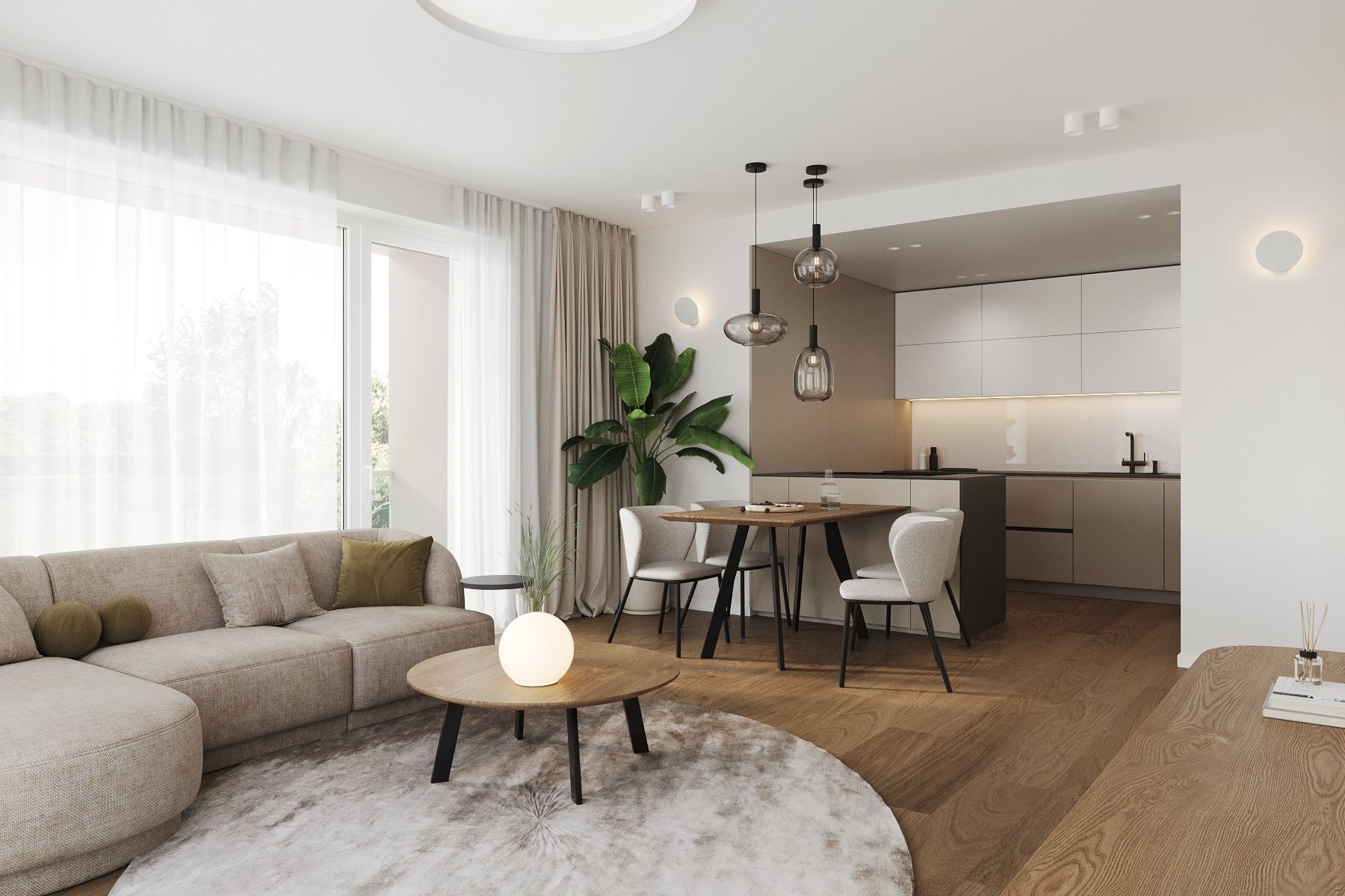 Byt c?.1 Dispozice 3+KK Kuchyne? s obytny?m prosto