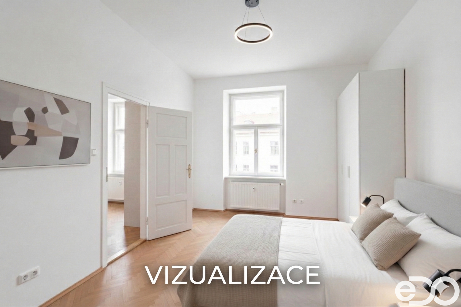 vizualizace ložnice ve 2kk