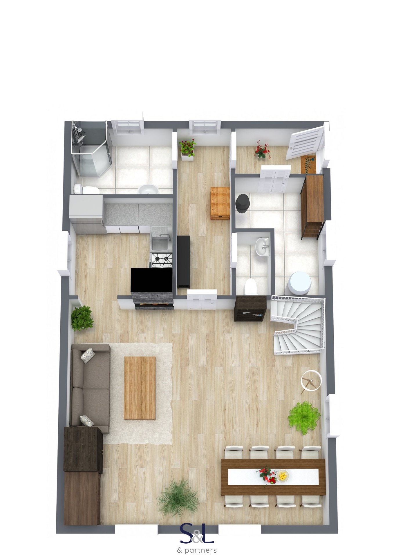 Floorplan letterhead - Kerhartice - 1. Floor