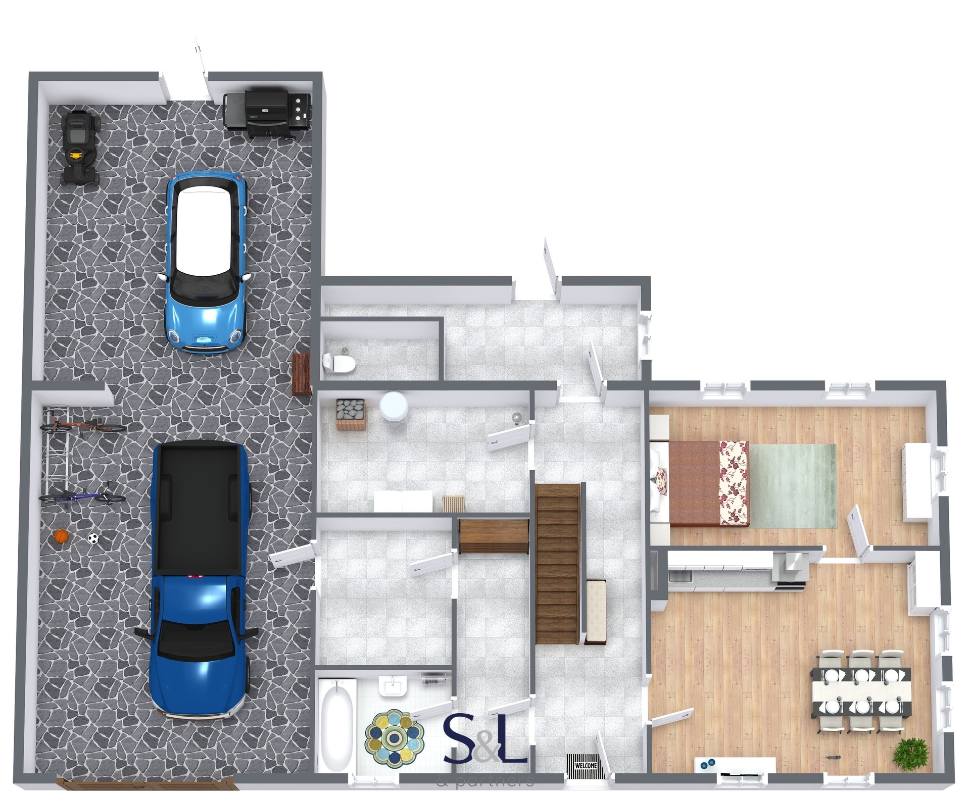 Strunice RD - 1. Floor - 3D Floor Plan
