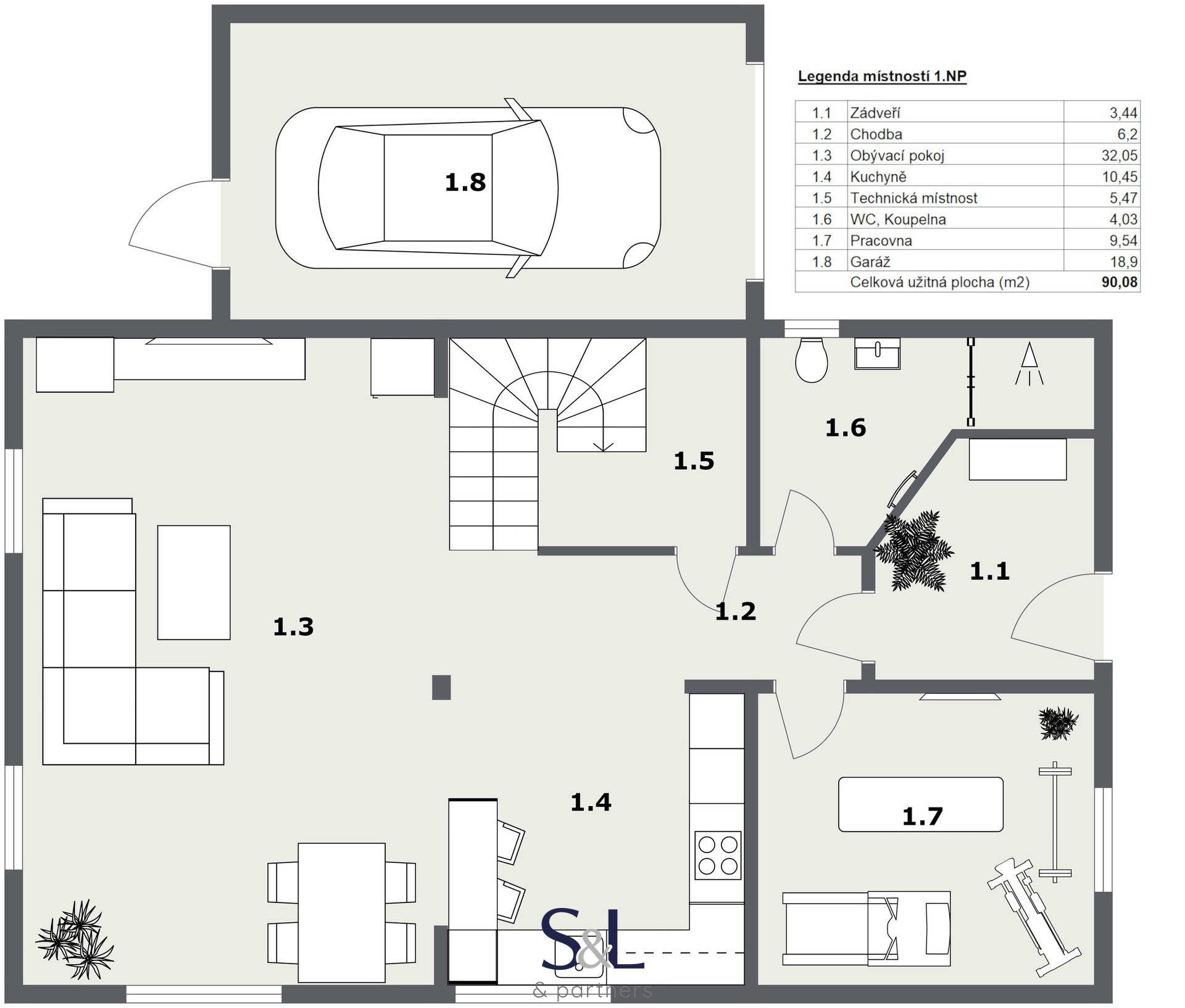 1. Floor - 2D Floor Plan