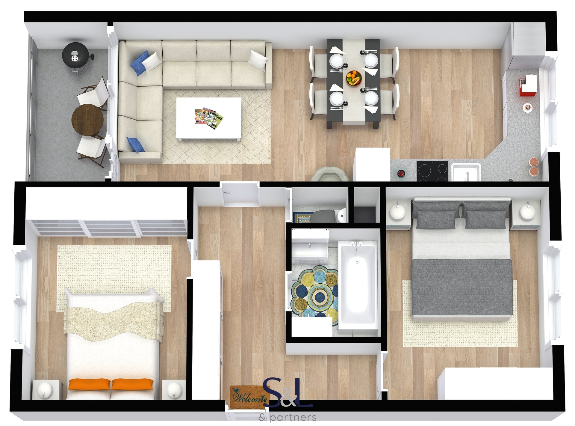 BJ L Klasterni 3kk - 3D - 1. Floor - Image