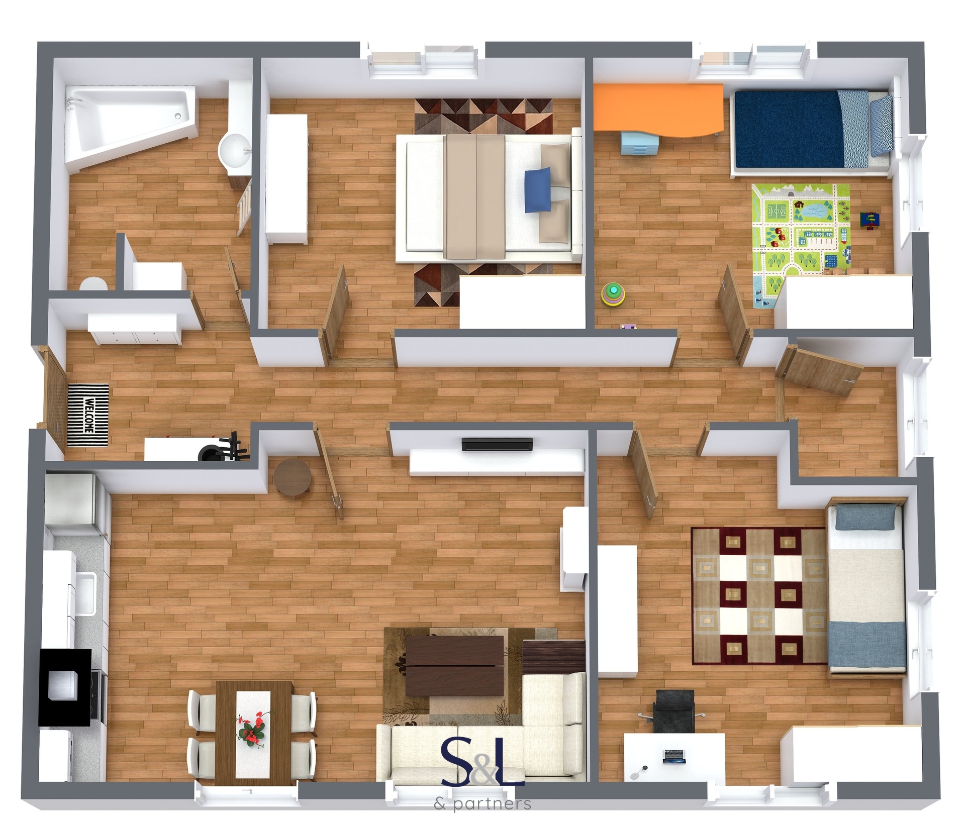 Okrouhla? - Holub - 1. Floor - 3D Floor Plan