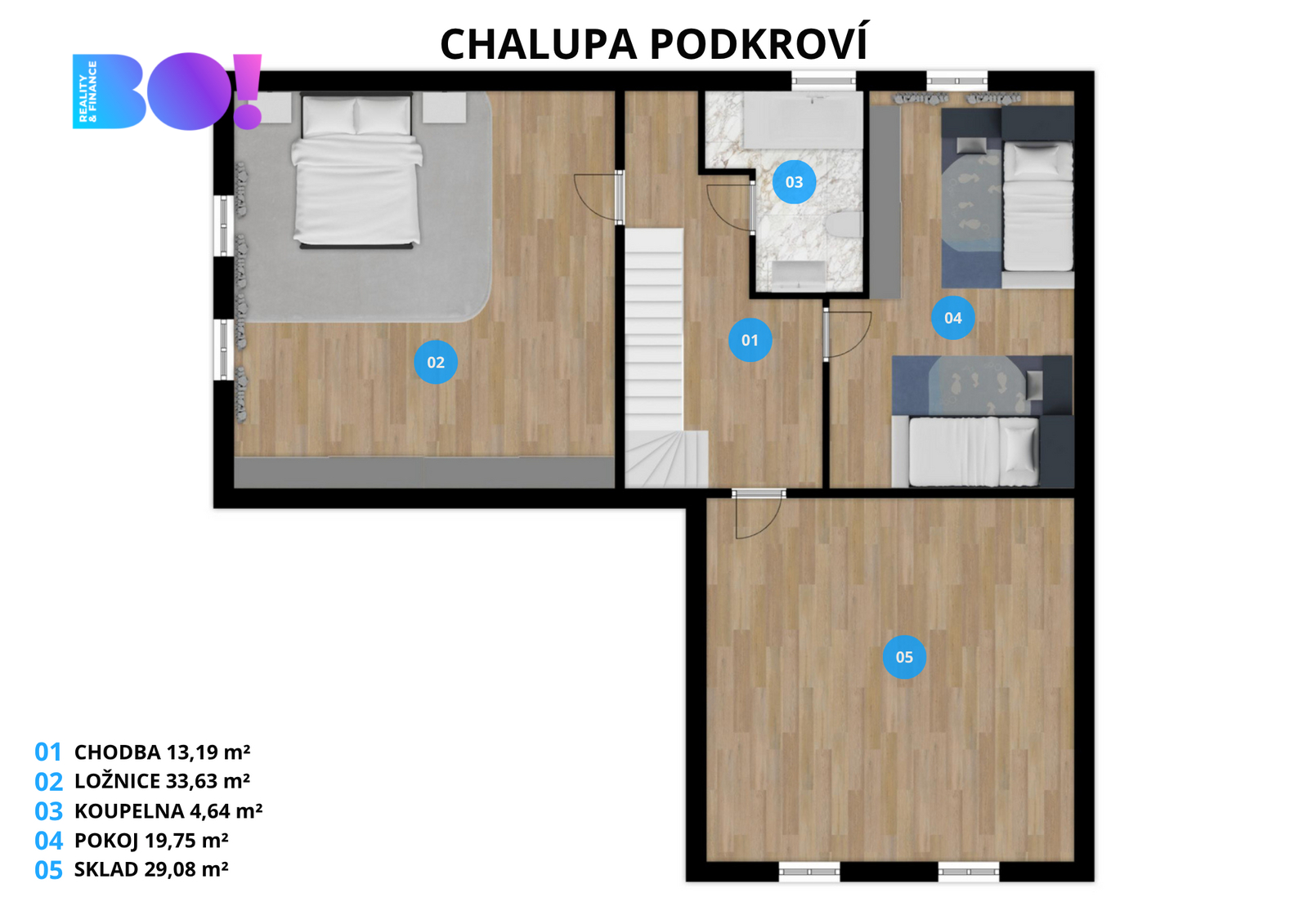 2D půdorys podkroví